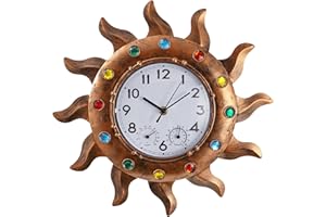 HERJIATK Outdoor Clocks Waterproof, Sun Outdoor Wall Clock for Patio, Silent Non-Ticking Outside Clocks with Thermometer and Hygrometer Combo