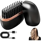 Mini Hair Straightener, Rechargeable Wireless Portable Hair Straightener Brush, 3-Speed Temperature Control, Anti Scald Shell, Lightweight & Portable for Travel (Black)