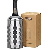 MAXSO Wine Chiller Bucket, Portable 750 ml Champagne & Wine Bottle Cooler Keep Wine & Beverages Cold, Stainless Steel Vacuum Insulated Wine Gifts for Wine Lovers - Silver