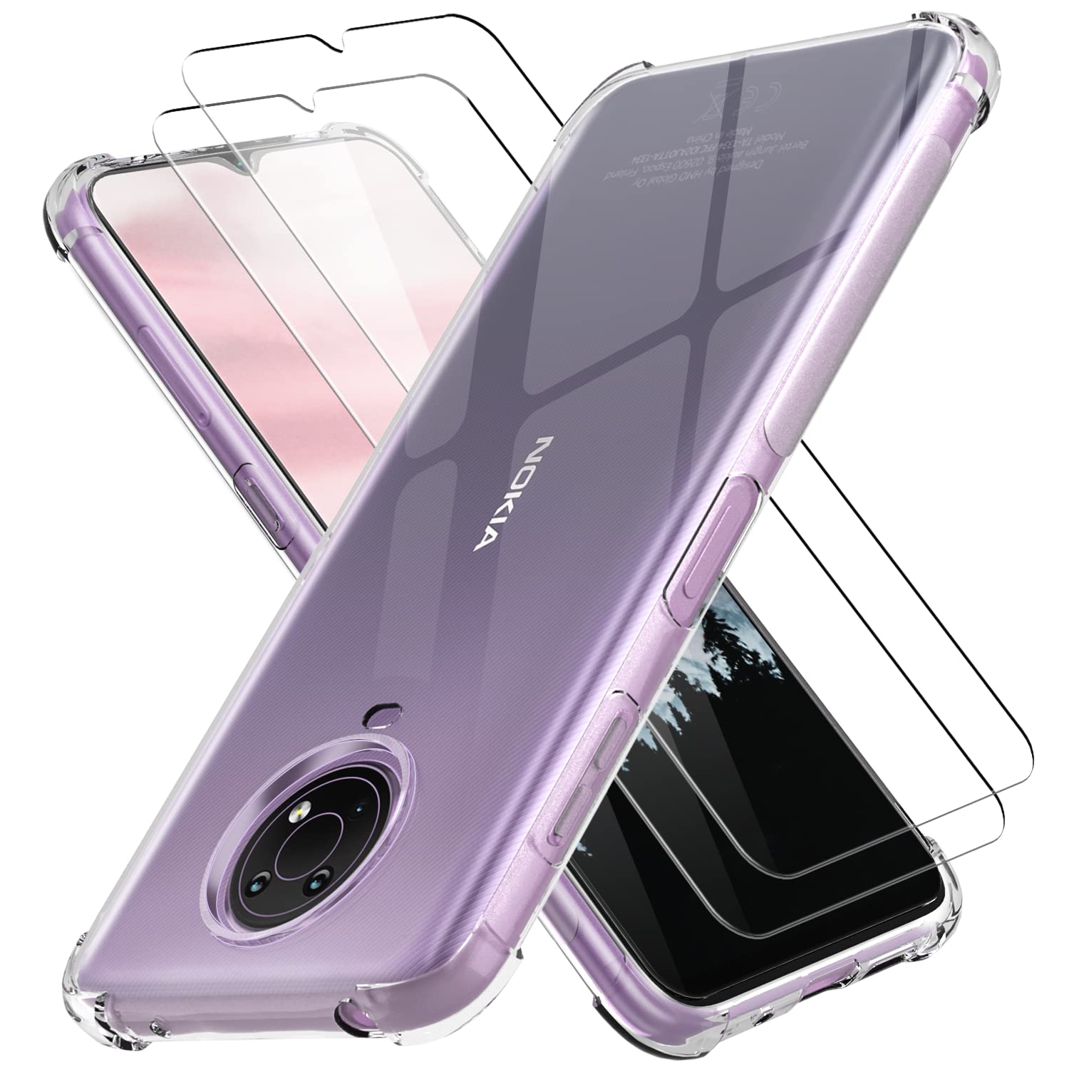 CBUS = [2 pieces] Screen Protectors + [1 piece] Flex-Gel Silicone Case for Nokia G10 (Clear)