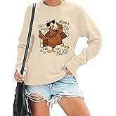 Urvatac Thanksgiving Sweatshirts for Women Thanksgiving Turkey Graphic Shirts Thankful Gift Long Sleeve Pullover Tops Blouse