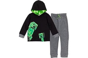 Minecraft Creeper Fleece Pullover Hoodie and Pants Outfit Set Little Kid to Big Kid
