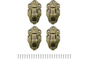 HJGarden 4PCS Antique Wooden Box Lock, Metal Table Locks Dining Training Table Buckles Connectors, Table Leaf Cabinet Hardware Accessories (Red Bronze)
