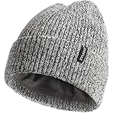 Zylioo Plus Size Fleece Lined Beanie Hat,2XL/XL/L/M/S Thermal Knitted Hat,Winter Warm Lined Snow Hats for Women Men