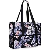 HAWEE Utility Tote Bag with Laptop Compartment Luggage Sleeve Zippered Multi-pocket Commute Shoulder Purse for Nursing/Work