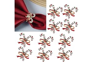 ENASGLOO 10 Pieces Christmas Napkin Ring Holders for Holiday Xmas Thanksgiving Home Dinner Table Decor (Christmas Cane)