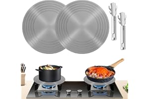 DAZZLEIMART 2 Pack Gas Stove Heat Diffuser Plate, Round Fast Defrosting Tray Aluminum Non-Stick Coating Cookware Simmering Thawing Plate Conduction Multifunctional, Flame Guard Protection Stovetop (9.3 inch)