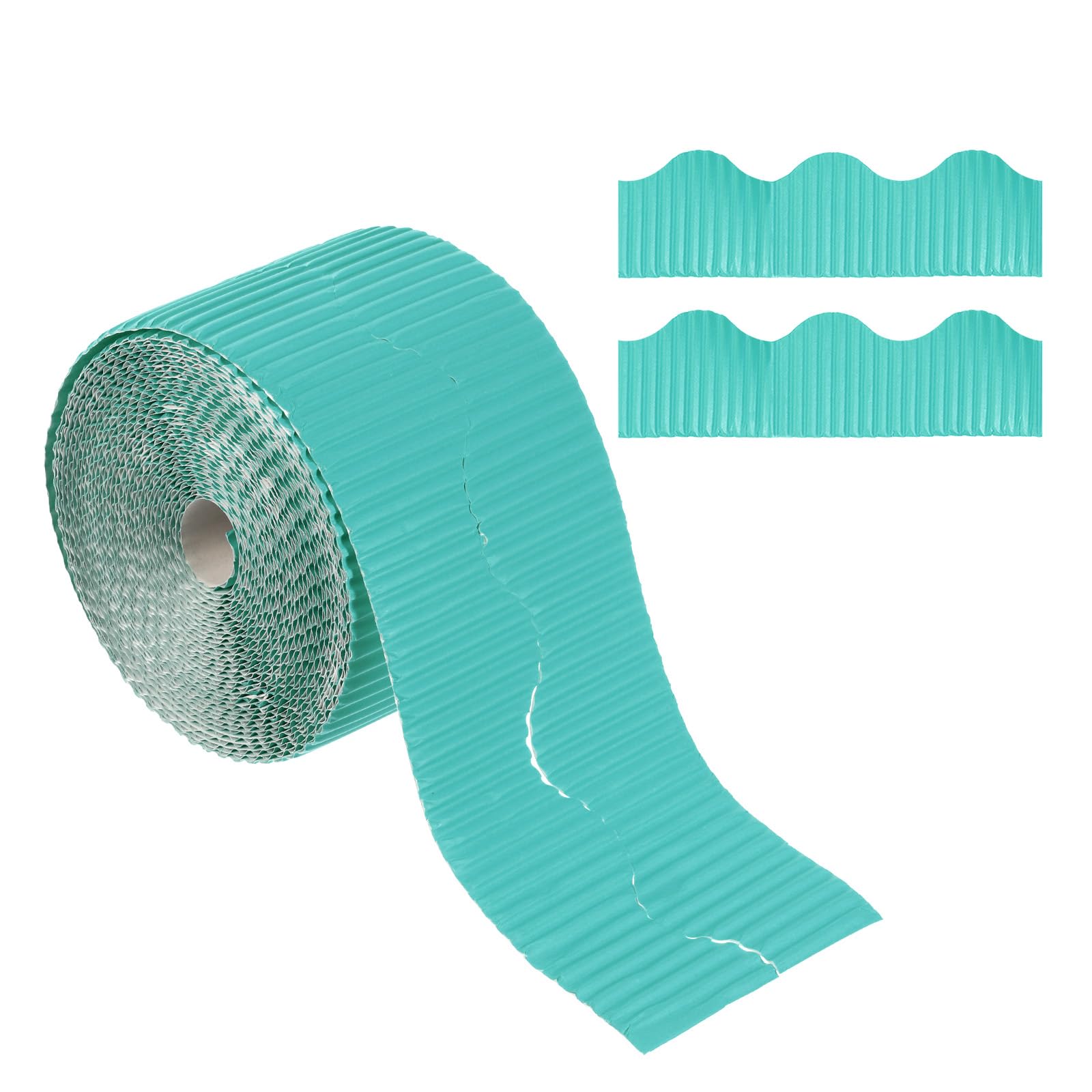 PATIKIL 3.9inch x 49.2ft Bulletin Board Border, Scalloped Trim Paper Corrugated Paper for Locker Classroom Decor Black White Cork Poster Boards, Sky Blue