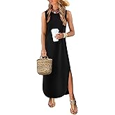 ANRABESS Women Summer Casual Maxi Sundress Sleeveless Loose Split 2026 Trendy Tank Shirt Long Dress Beach Vacation Clothes