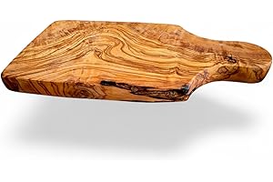 Olive Wood Cutting Board-Farmhouse Charcuterie Board Live Edge- Handmade Chopping Board for Vegetables/Fruits- Handcrafted Ch