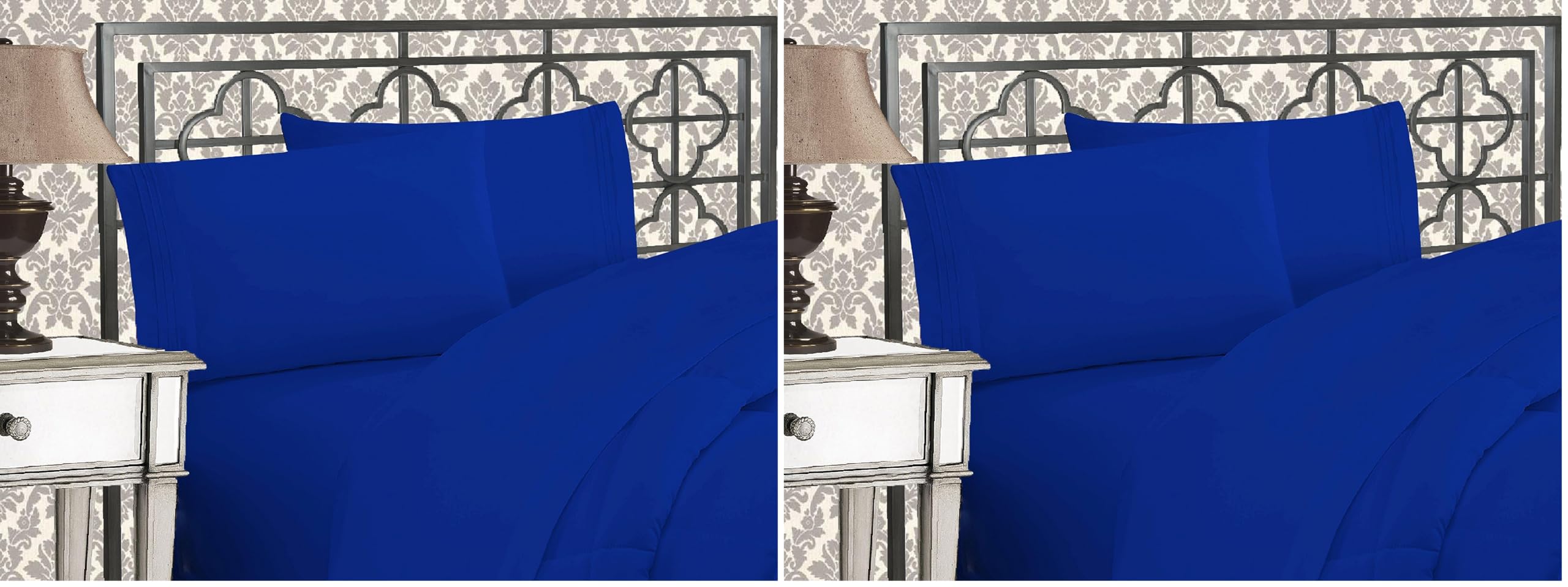 Elegant Comfort 1500 Premier Hotel Quality 4-Piece Bed Sheet Sets, Deep Pockets - Luxurious Wrinkle Free & Fade Resistant, King, Royal Blue (Pack of 2) Image