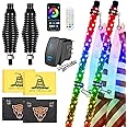 2 Pack 4FT Whip Lights with Spring Base,LED Whip Light with App & Remote Control, Spiral RGB Chasing Lighted Whips with Rocker Switch, Music Whip Light for UTV ATV Polaris RZR Can-Am SXS Truck