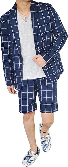 Amazon ロハス Lohasウインドペンストレッチセットアップ メンズ ショーツ ハーフパンツ テーラード ジャケット M Navy81 ネイビー81 ミディアムパンツ 通販