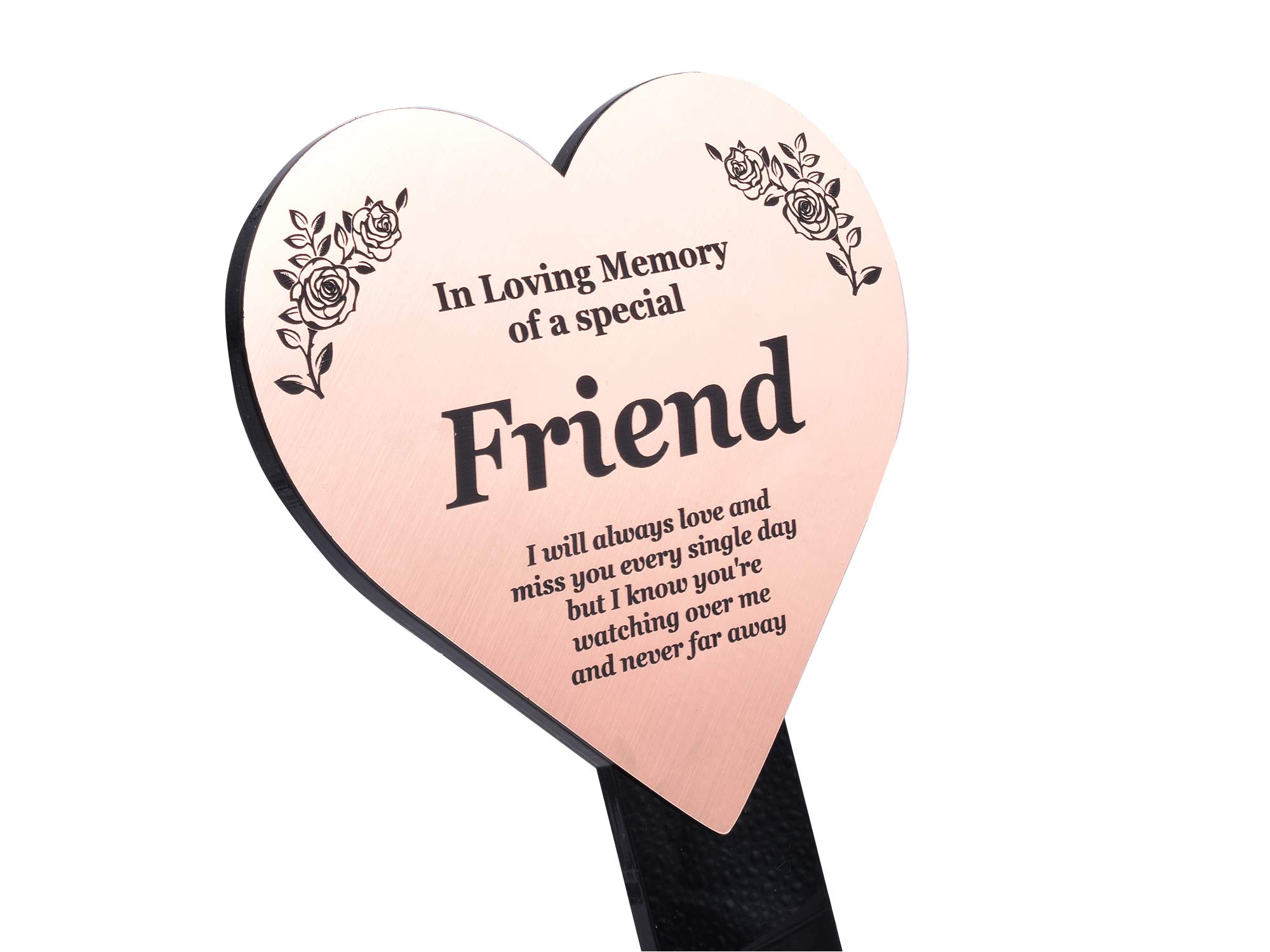 Special Friend Memorial Remembrance Plaque Stake, HEART SHAPE - Gold/Silver/Copper Waterproof, Outdoor, Grave Marker, Tribute, Plant Marker (Copper)