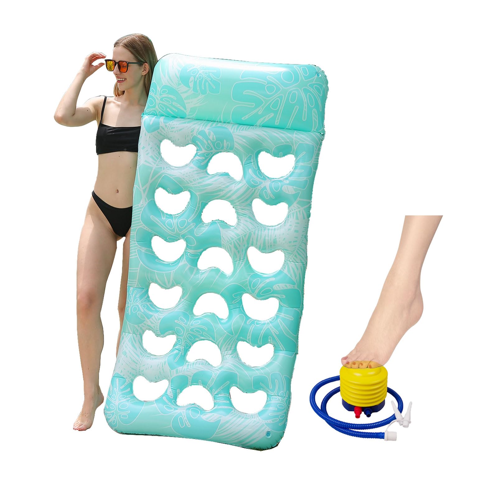 Furforstk lilo pool inflatables adults 170x80cm inflatable pool toys With inflatables water hammock, inflatables for swimming pools, lilos for swimming pools for adults, summer fun, water party (Blue)