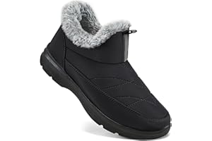 Ecetana Womens Boots Snow Winter Shoes Warm Ankle Booties with Fur Lined Comfortable Outdoor Waterproof Slip on Boots for Women