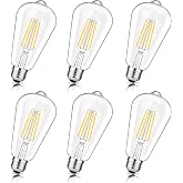 Svater Vintage LED Edison Bulbs, 6W Equivalent 60W, High Brightness Neutral White 4000K, ST58 Antique LED Filament Bulbs with 85+ CRI, E26 Medium Base, Dimmable, Clear Glass, Pack of 6