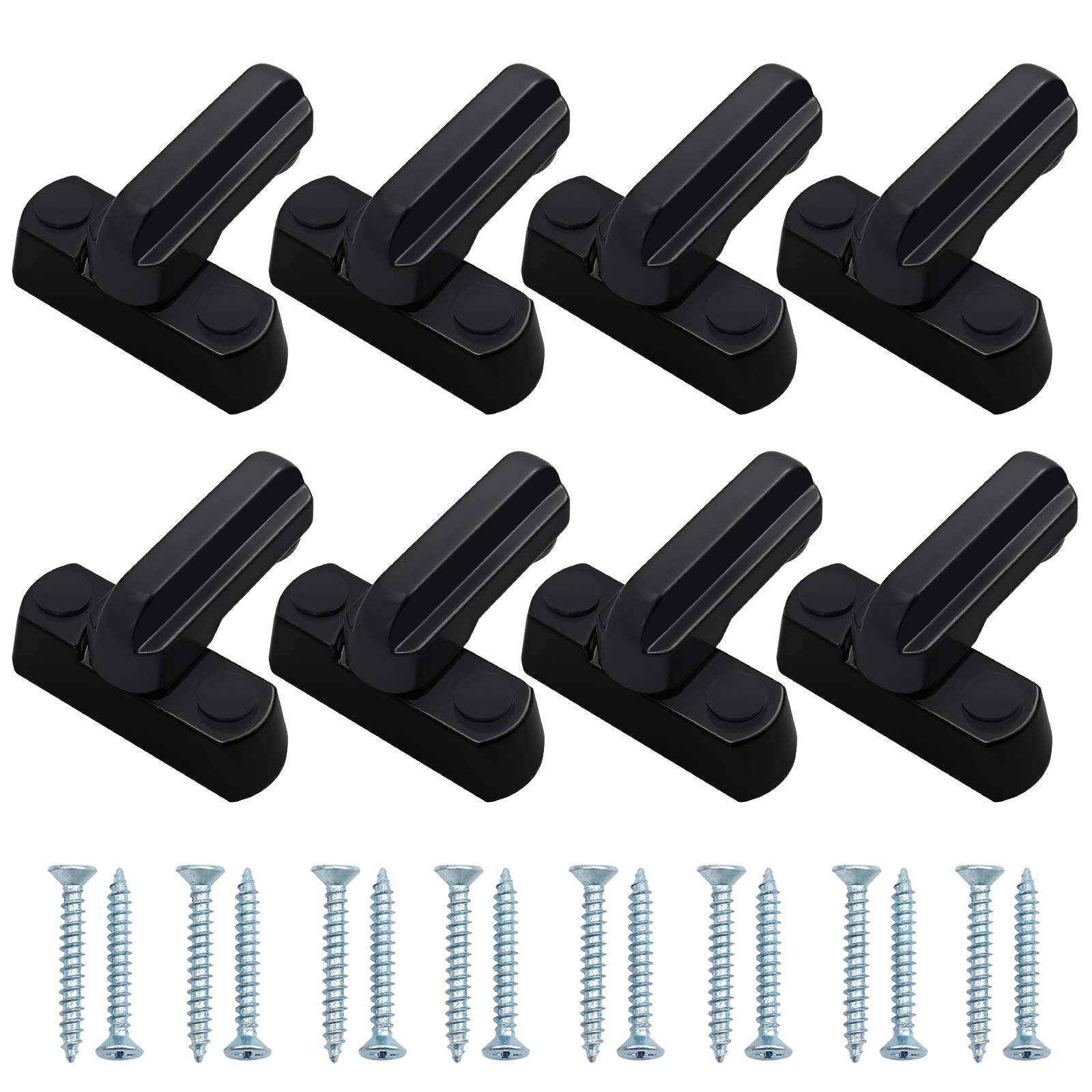 Neoteck Sash Jammer Sash Jammer White Strong Zinc Cast Alloy Extra Security Locks Sash Blocker Jammer for Various UPVC/PVC Doors and Windows and Home Security (Black, 8 pcs)