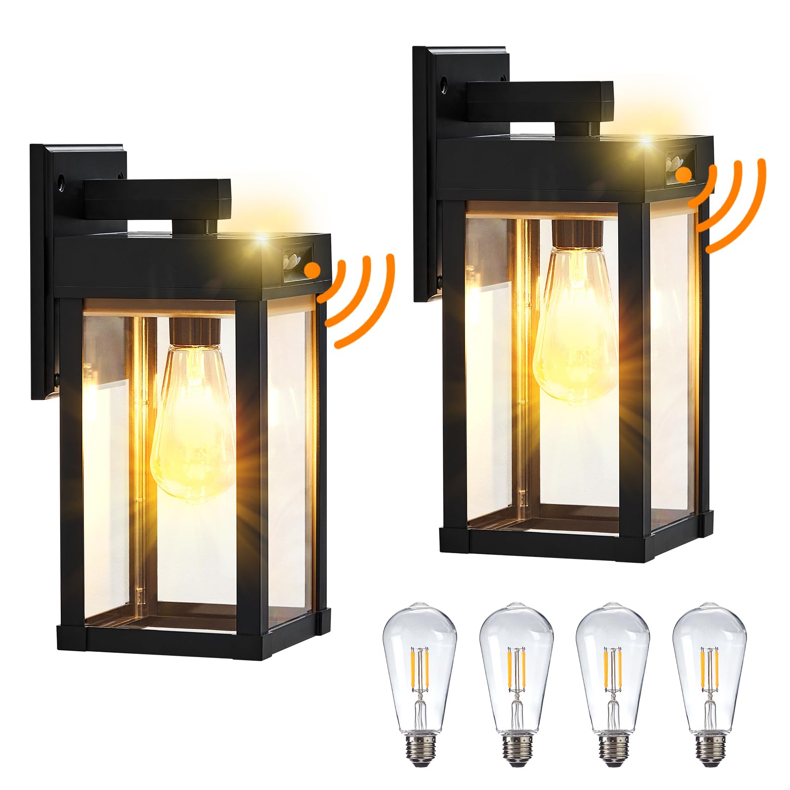 Photo 1 of Solar Wall Lights Outdoor, 2 Pack Solar Porch Lights Outdoor with Motion Sensor, IP65 Waterproof Wall Sconce Lights for House, Front Porch, Wall, Garage, Patio, Shed (Black 2Pack)