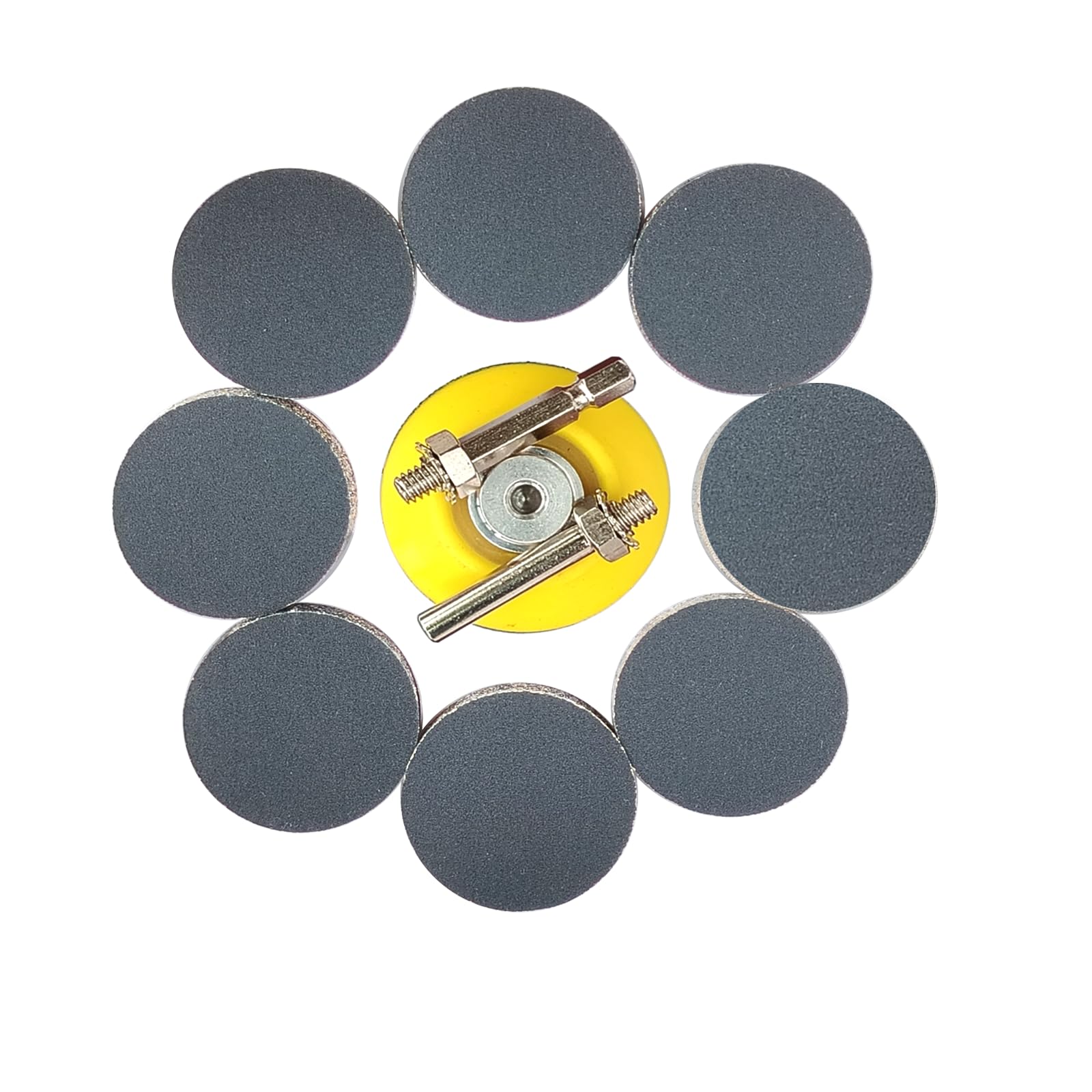 Wanmutrun 50MM Waterproof Sandpaper Hook and Loop 100pcs Grit 320 Silicon Carbide Discs Suitable for Small Polishing Machines — image 1