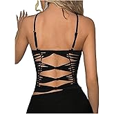 MakeMeChic Women's Cut Out Halter Crop Tops Criss Cross Sleeveless Party Club Tank