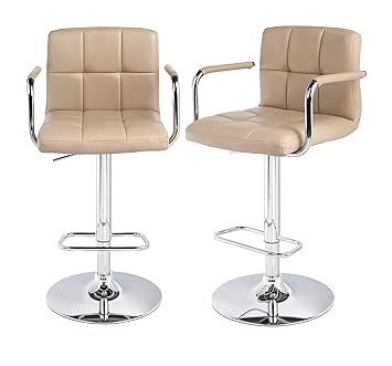 Duhome Elegant Lifestyle 2er Set Barhocker Kunstleder Cappuccino Barstuhl mit Lehne Farbauswahl höhenverstellbar Drehbar Tres