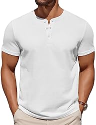COOFANDY Tshirts Shirts for Men Cotton Henley Tee