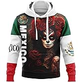 BJQ Men's Mexico Flag Hoodie Unisex Mexican DNA Black Long Sleeve Pullover Casual Mexican Patriotic Sweatshirt Hoodie