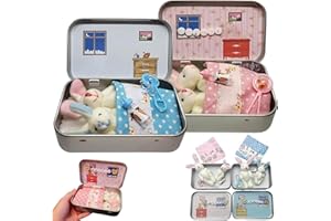 Little Pocket Bunny, Bunny in a Tin, Easter Basket Stuffer, Easters Gifts Cute Rabbits in Tin Box (1Pc Pink)