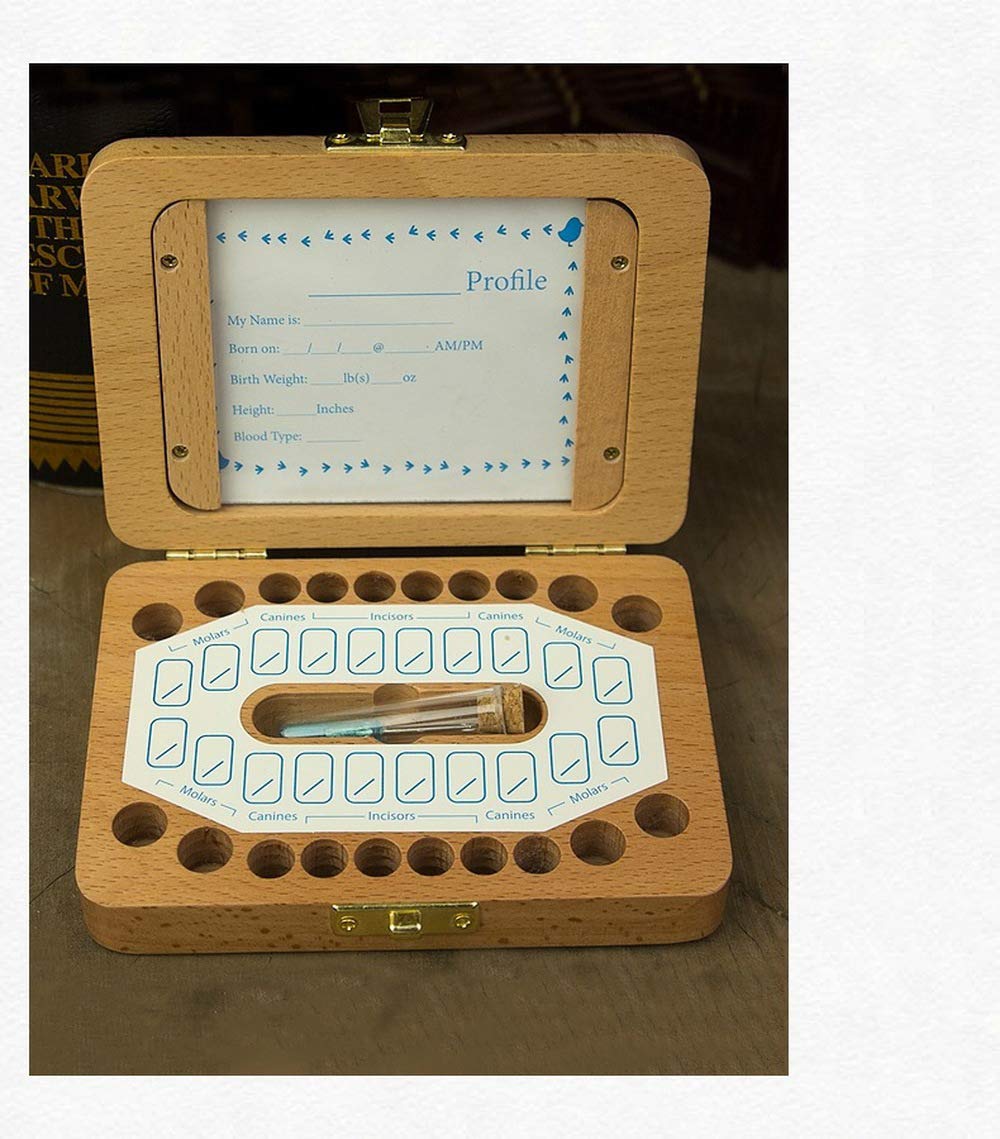 Esweny Baby Tooth Box,Solid Wood Teeth Boxes,Teeth Storage Box,Baby Save Boxes,Kids Keepsake Organizer for Baby Teeth and Hair,Baby Shower& Birthday Gift