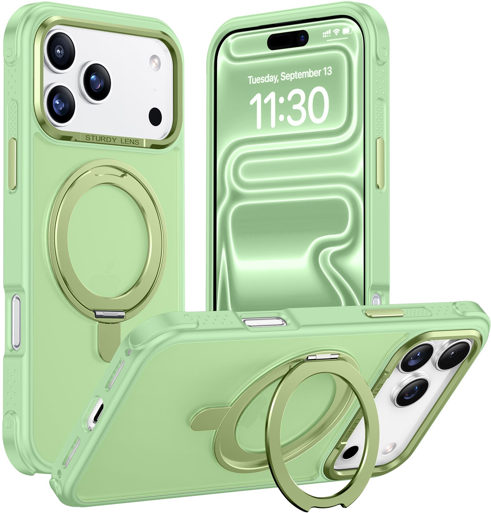 Temdan Designed for iPhone 17 Pro Max Case,[with 360°Rotatable Invisible Magnetic O-Ring Stand][Military Grade Shockproof][Compatible with MagSafe] Anti-Slip Translucent Matte Phone Case 6.9" 2025 Image