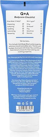 Q+A Salicylic Acid Body Wash 250ml Sensitive Skin BHA Green Tea Exfoliates view 9