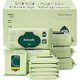 PurComfy Baby Wipes Unscented, 6 Flip-Top Packs + 6 Travel Pack Baby Wipes with Plant Based, Hypoallergenic for Sensitive Newborn Skin, Total 408 Count Wipes
