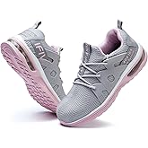 Ifivky Women's Grey Composite Toe Steel Toe Work Shoes, Breathable Mesh, Air Cushion Sole, Slip Resistant, Casual, Summer, Solid, Lace-Up, Size 11