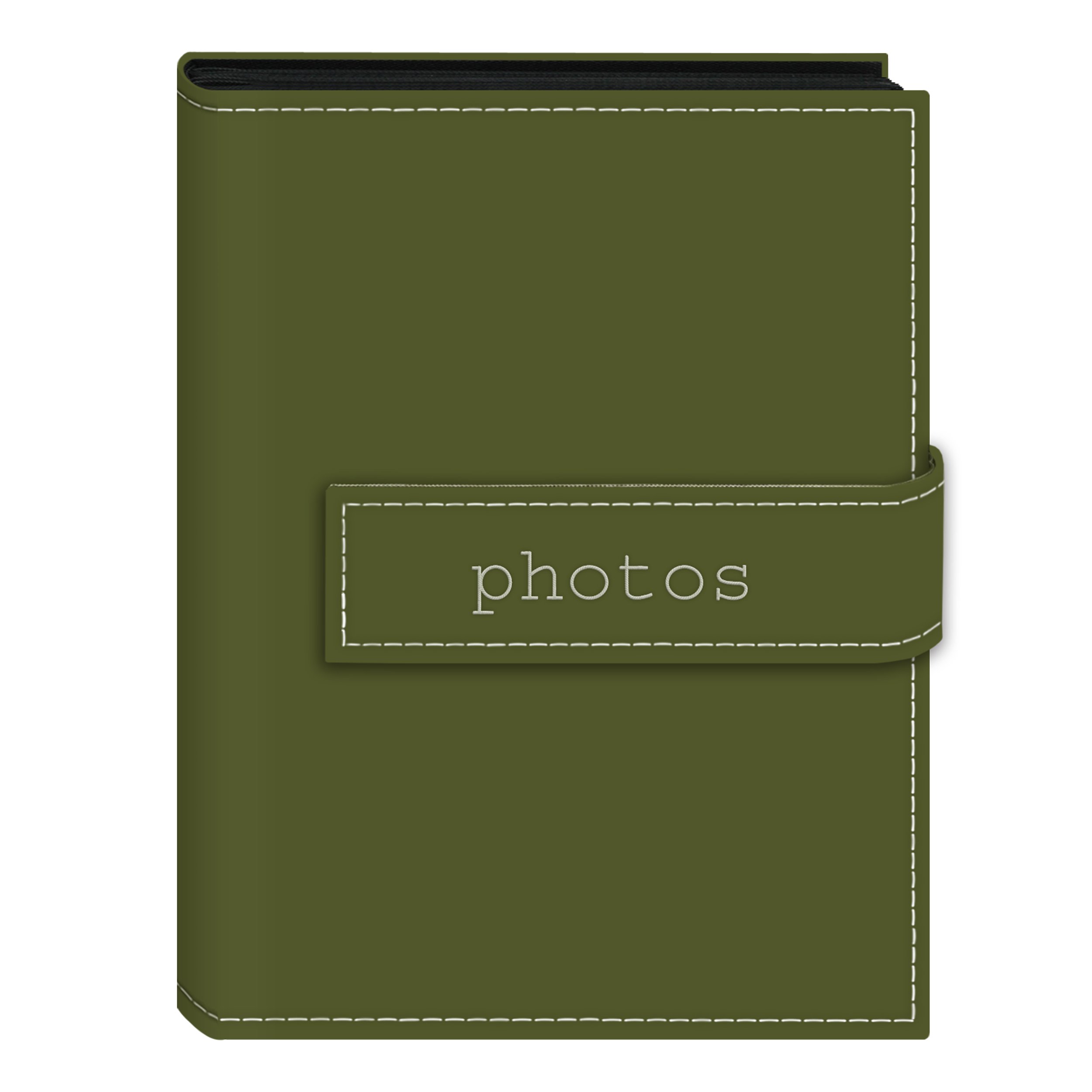 Pioneer Photo Albums 36-Pocket 5 by 7-Inch Embroidered "Photos" Strap Sewn Leatherette Cover Photo Album, Mini, Sage Green