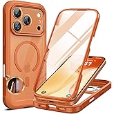 Miracase for iPhone 17 Pro Max Case 6.9" Full-Body Phone Case with Built-in Glass Screen Protector& Full Camera Protector,[Magnetic with MagSafe] Drop Proof 17 ProMax Cover, Orange