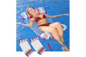 Pool Floats Hammack Adults 2 Packs/3 Packs Inflatable Water Floaty 4-in-1 Portable Water Float Hammock