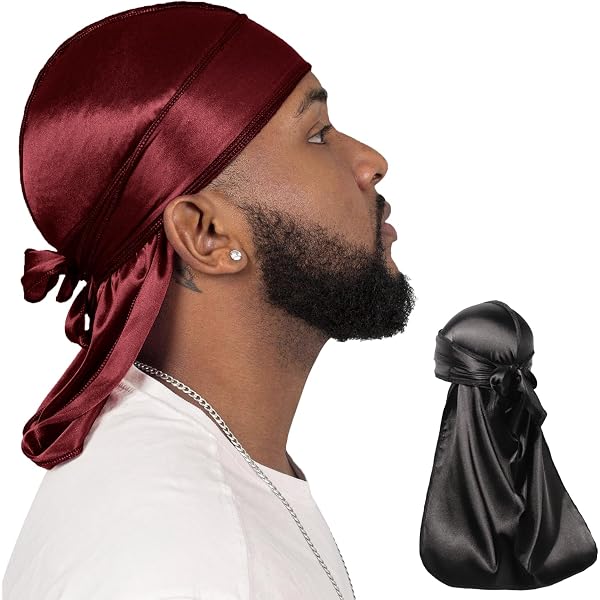 9 Stück Seidige Durags Mit Langem Schwanz – Für 360 Waves, Männer, Verschiedene Farben