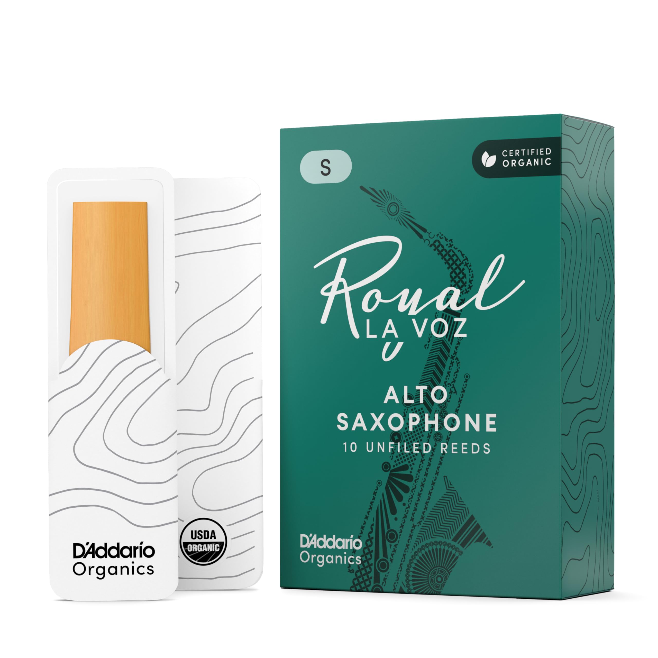 D'Addario Organic Royal La Voz Alto Saxophone Reeds, Strength Soft, 10-pack