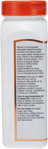 21ST CENTURY VITAMIN C 1000MG PROLONGED RELEASE TABLETS (110 COUNT), ASCORBIC ACID IMMUNE SUPPORT VITAMIN C SUPPLEMENT FOR WOMEN & MEN WITH ANTIOXIDANT SUPPORT, NON-GMO, GLUTEN FREE, VEGAN
