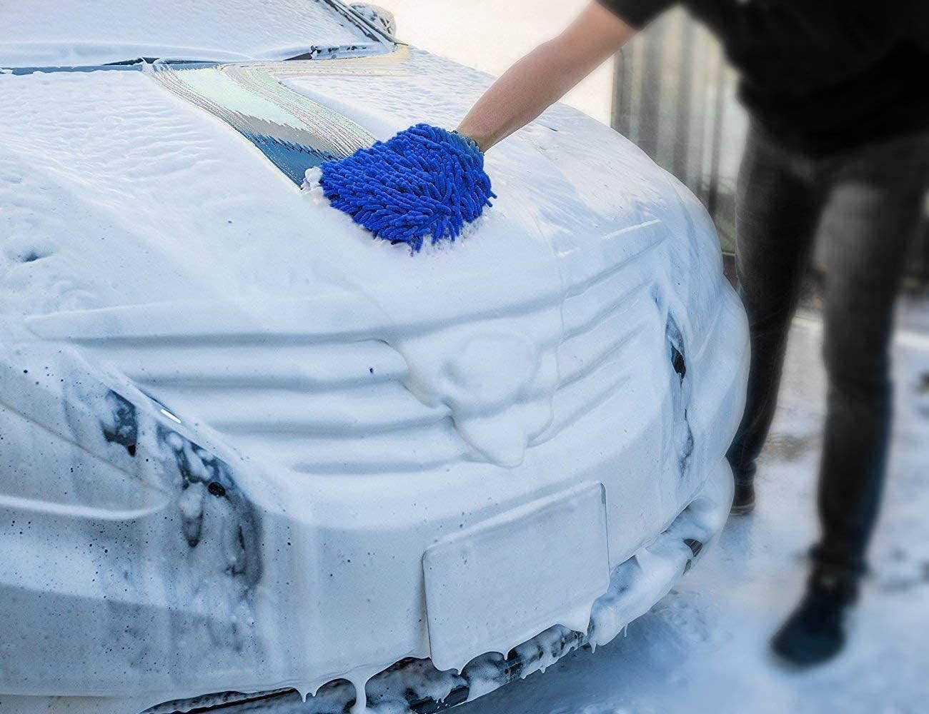 anngrowy Car Wash Mitt 2 Pack - Large Size Microfiber Wash Mitt Car Cleaning Mitts Premium Chenille Car Washing Gloves Winter Waterproof Car Wash Rag Sponge Kit with Lint Free & Scratch Free: Home & Kitchen