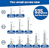 AMLOOPH Self Tapping Wood Screws 535 Pcs M2 M2.5 M3 Assortment Kit with Box view 2