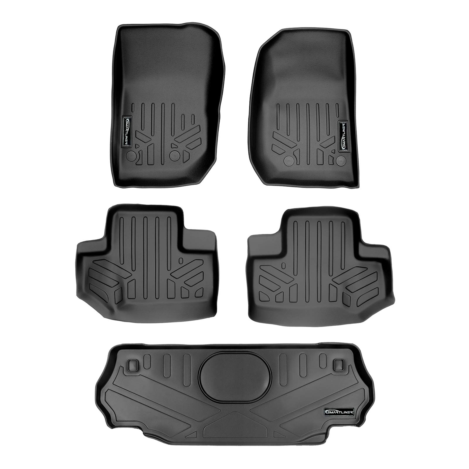MAX LINER A0194/B0236/D0236 Floor Mats 2 Rows and Cargo Liner Set Black for 2015-2018 Jeep Wrangler 2 Door Model Only (JK Old Body Style Only) Image