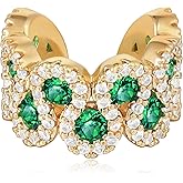 LADYGD Ear Cuff Earrings for Women Trendy 14K Gold Plated Cubic Zirconia Multi-Colored Sparkle Huggie Ear Cuffs Non Piercing | Clip On Cartilage | Single