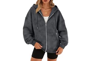 Trendy Queen Zip Up Hoodies for Women Acid Wash Oversized Sweatshirt Fall Fashion Jacket Cute Y2k Winter teen girls pullover