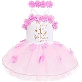 ODASDO 1/2 Birthday Girl Outfit for Baby Girl's Six Months Party Dress with Flower Headband Photoshooting Summer Clothes