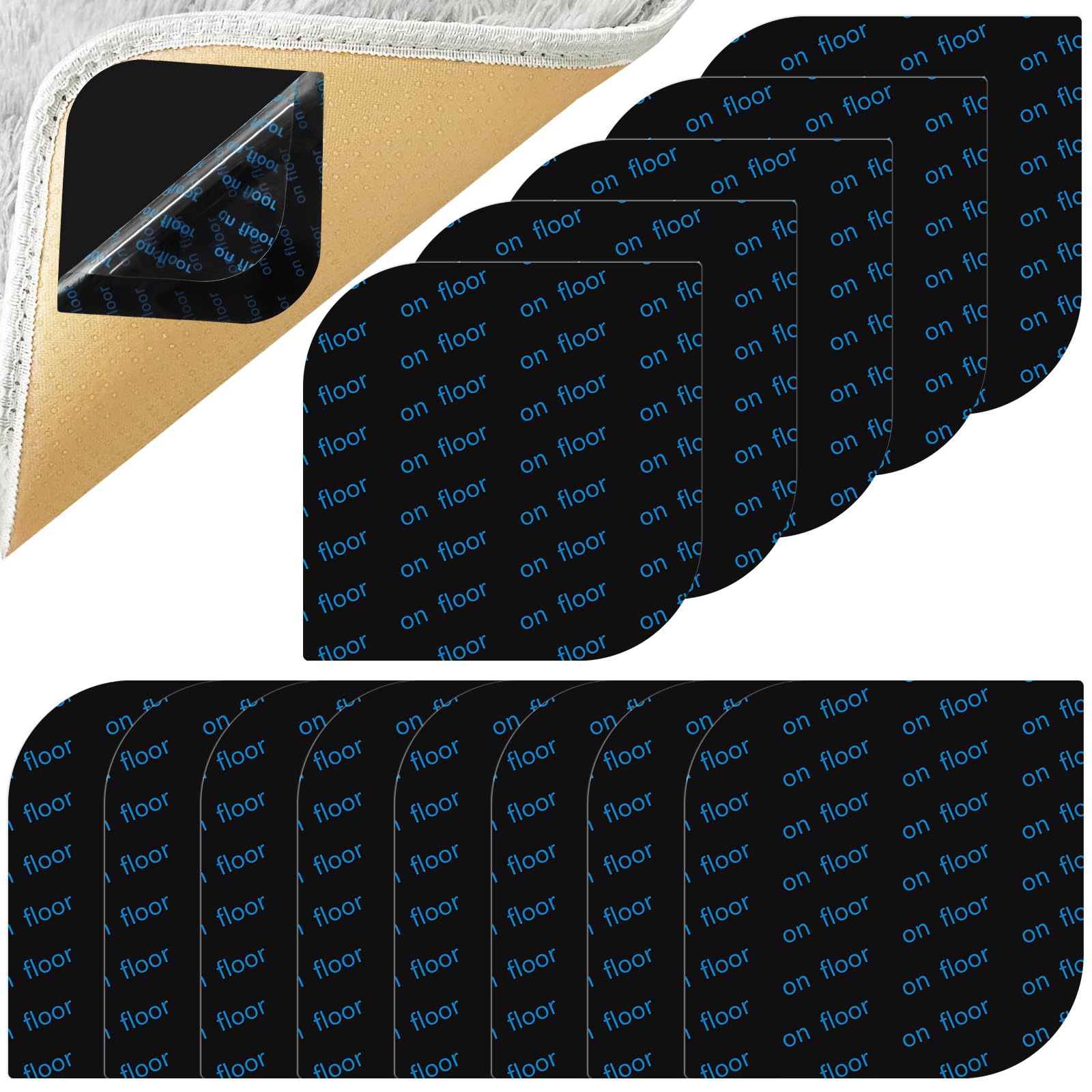 Omsscun 16 Pcs Rug Grippers, Anti Slip Rug Grips, Carpet Grippers, Reusable Washable Carpet Stickers for Laminate Floor Wooden Floor Tiled Floor (Leaf Shape)