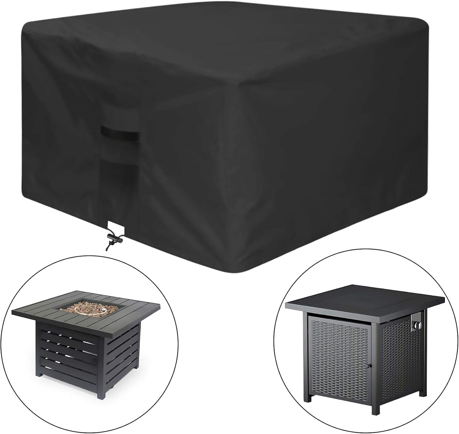 thumbnail image 2 of GuardKove Square Fire Pit Cover (28x28x24 Inches) - 1000D Heavy Duty Waterproof Cover With Buckle, Drawstring & Air Vent For 25-28" Fire Pits 2 of 9
