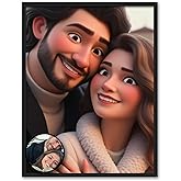 Julyly POD Custom Cartoon Portrait, Custom Couple Portrait Wall Art Print, Portraits from Photo, Personalized Gift for Her, Him, Wife, Husband, Gifts Valentine Birthday Wedding Christmas for Men Women