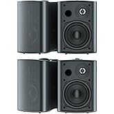 STUDIOFINIX 5.25 Inches 600 Watts Indoor Outdoor Bluetooth Speakers All Weather Wired Wall Mount System for Patio Deck (4 Speakers)